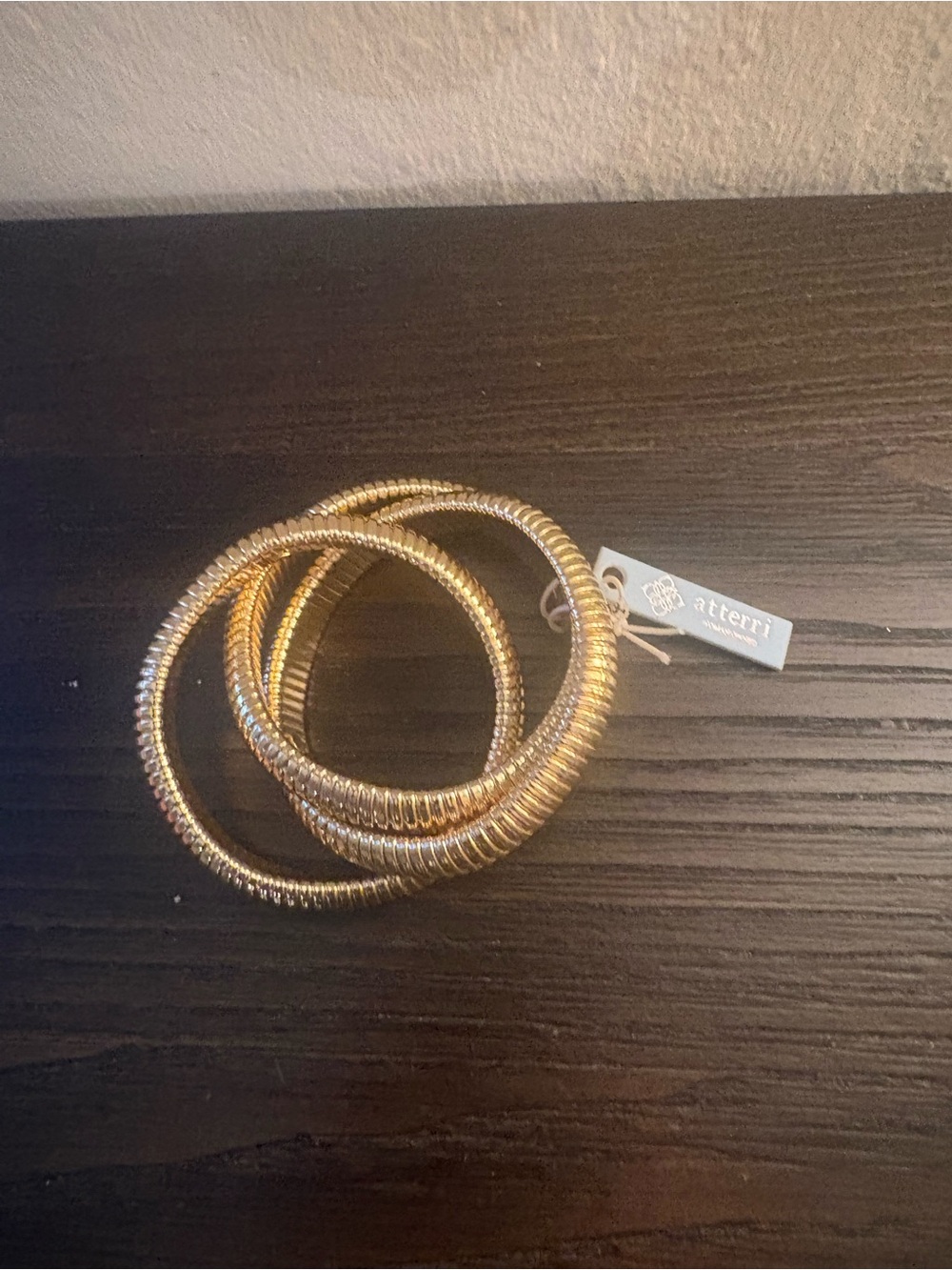 NEW Atterri Gold Coil Interlocking Bangle Bracelet